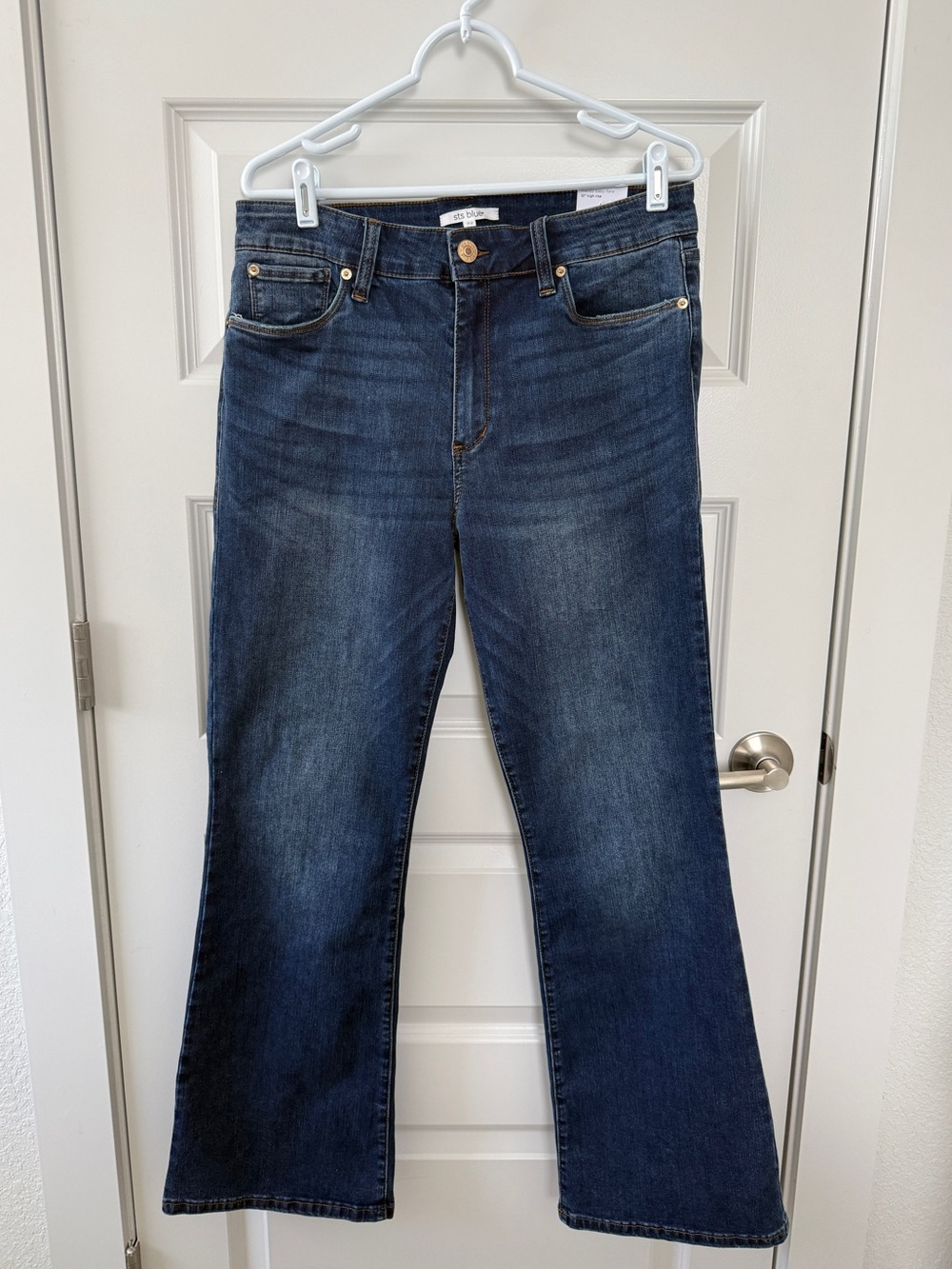 STS Blue Mandy Baby Flare Jeans Women’s Size 32 Medium Wash High Rise Stretch
